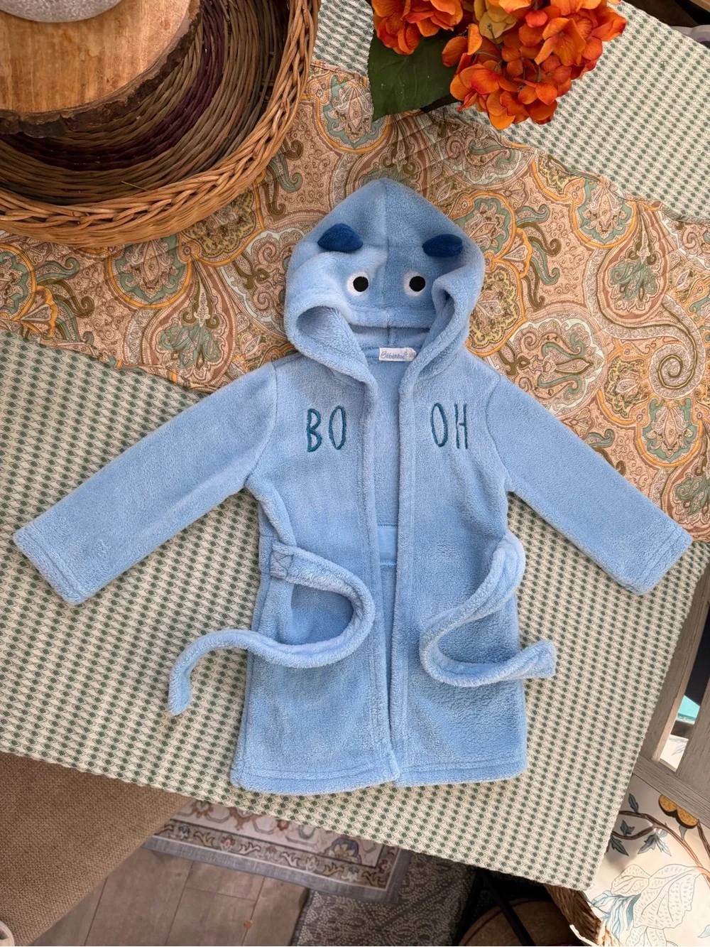 New Bebereve Boutique Baby Boy Monster Halloween Hooded Bathrobe ‘Booh’ 12 Month